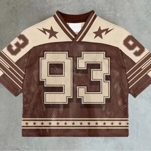 Cropped Vintage Number 93 V-neck Jersey T-shirt